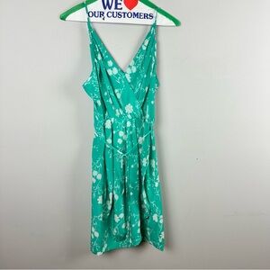 Yumi Kim Teal Jayne Tulip Floral Wrap Silk Mini Dress sz S